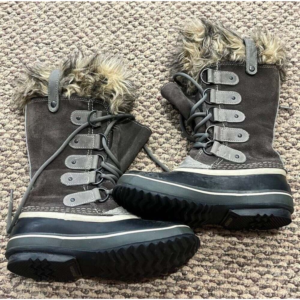 Sorel Joan of Arctic Waterproof Insulated Winter Snow Boots Size 5 Gray Leather